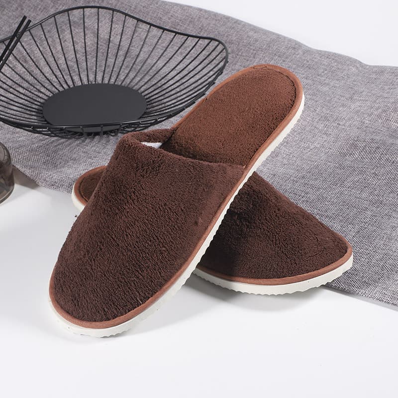 Hotel disposable slippers, homestay guest slippers, winter home hospitality, thick coral fleece non-slip slippers, factory wholesale