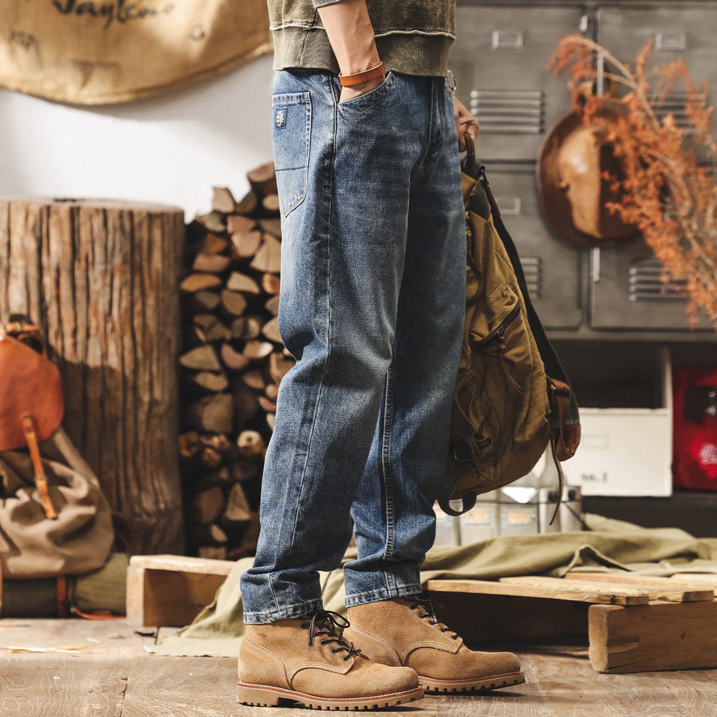 American Retro Washed Trendy Brand Loose Jeans for Men 2026 Spring New Fashion Straight Casual Long Pants for Men