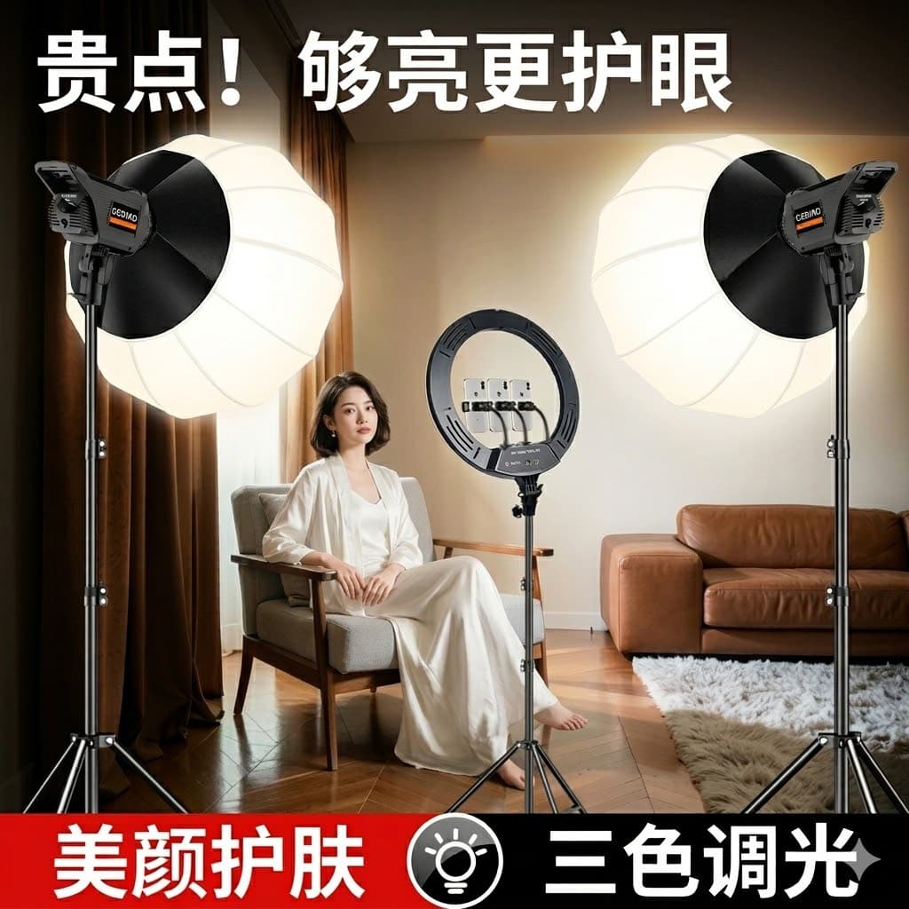 Live broadcast room anchor beauty soft light fill light internet celebrity high brightness dimming indoor clothing shooting photography light