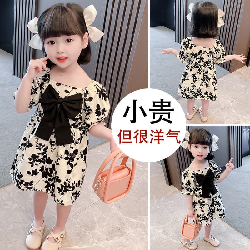 New Children's Dress Girl Floral Print Cool Baby Girl Summer Princess Dress