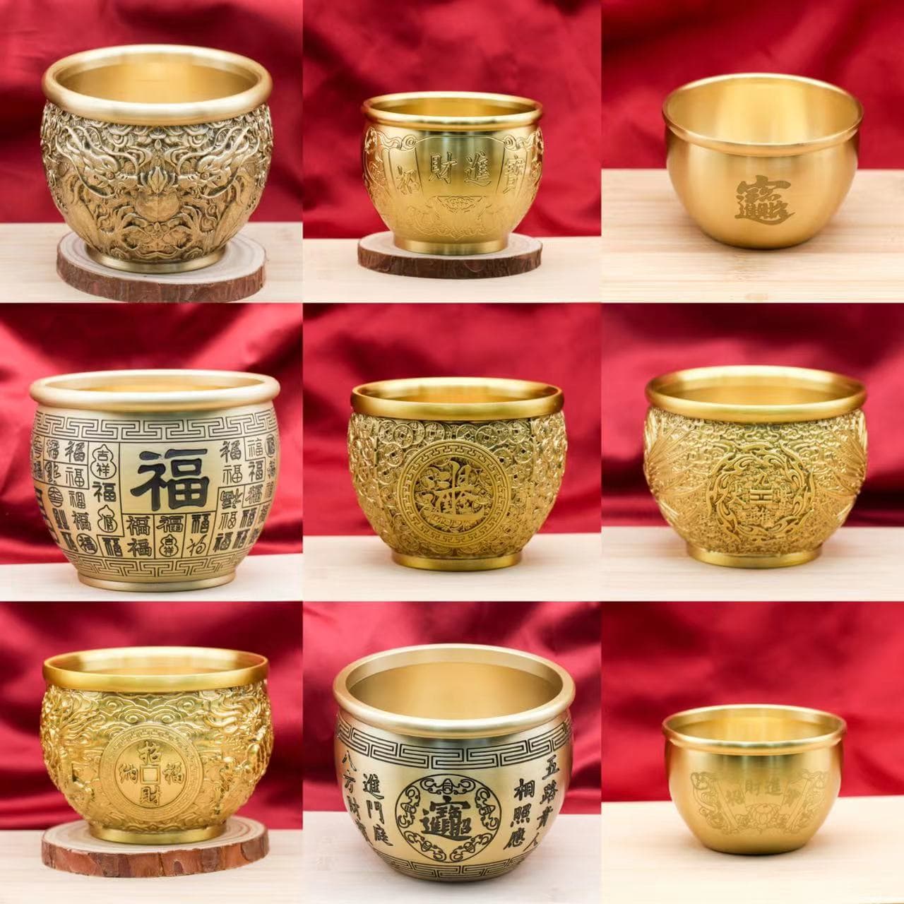 Brass Baifu cylinder, carved with black characters, couplet cylinder, small Baifu cylinder, creative fortune-making desktop crafts ornaments
