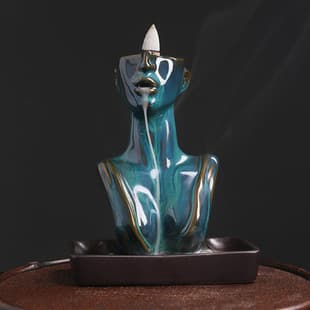 Cross-border Ceramic European and American Female Statue Backflow Incense Burner Creative Beauty Sandalwood Smoke Backflow Incense Burner Home Decor