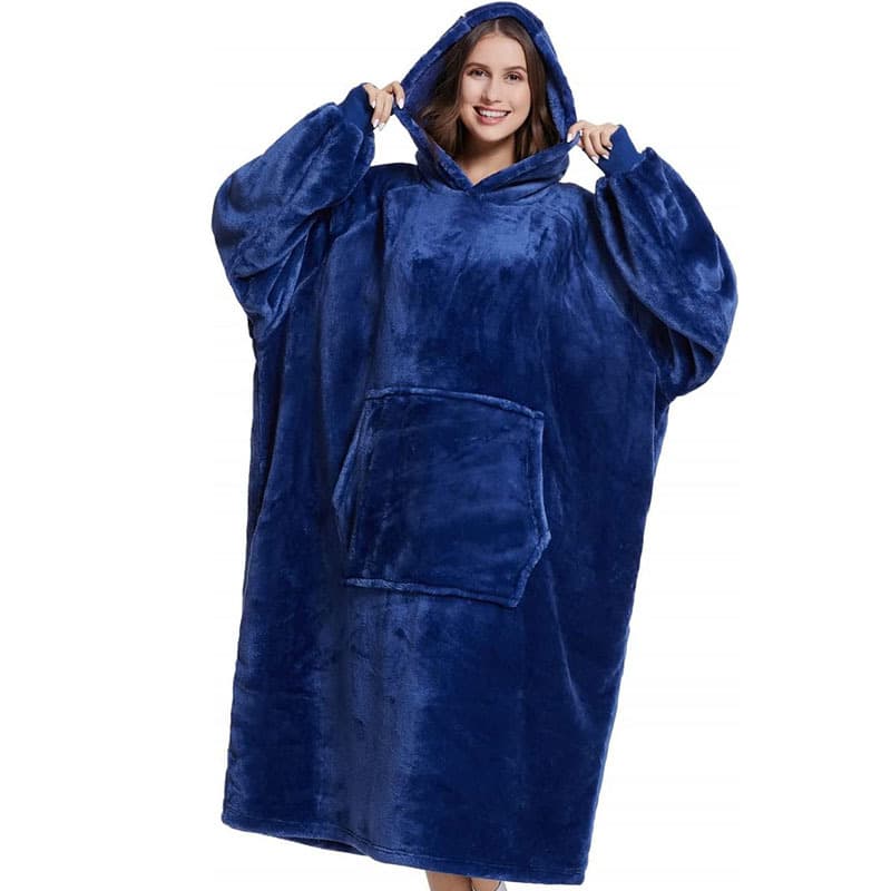 Custom Amazon Extended Lazy Blanket New Flannel Hooded Pullover TV Blanket European and American Style Lazy Hoodie