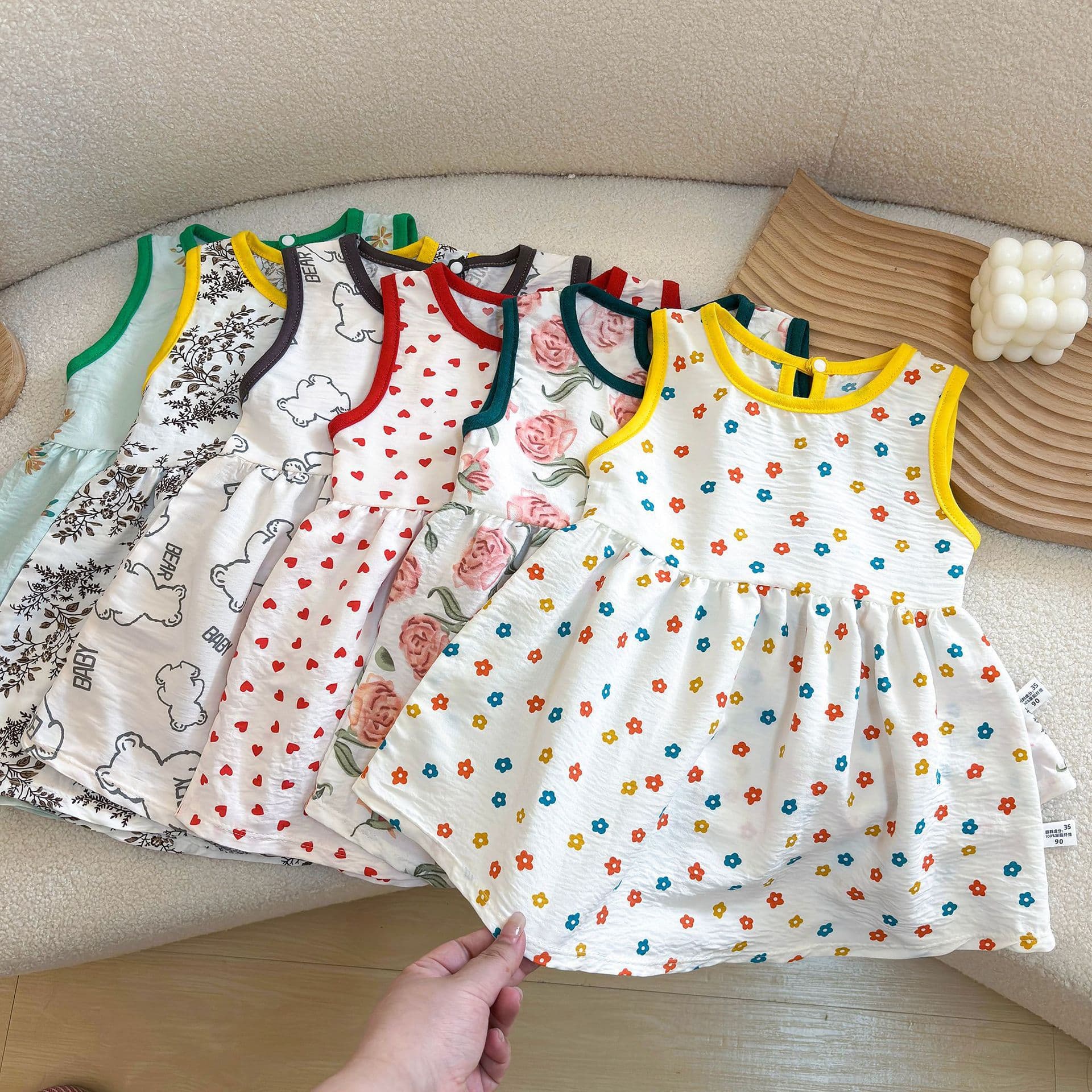 New Summer Girls Printed Dress, Princess Dress for Toddlers and Kids, Korean Style Chic Sleeveless Vest Dress for Baby Girls