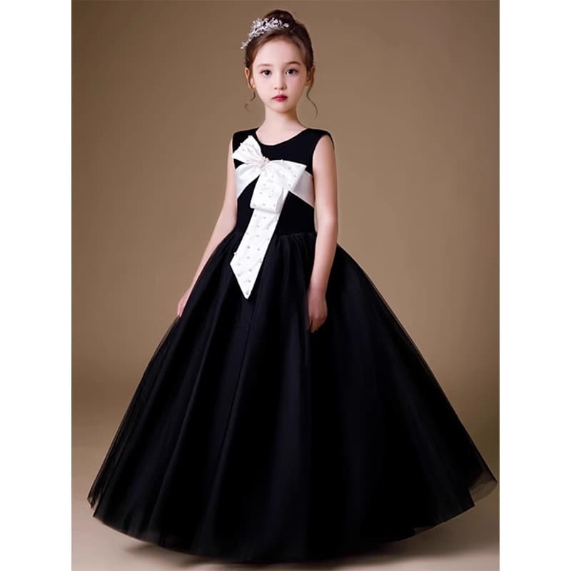 Children's evening dress high-end light luxury violin concert piano performance clothing black girls catwalk host