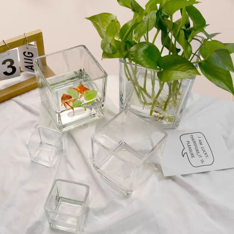 Transparent Glass Square Jar, Aromatherapy Glass Square Cup Candle Holder, Square Candle Aromatherapy, Empty Jar 200g Square Cup Candle Holder