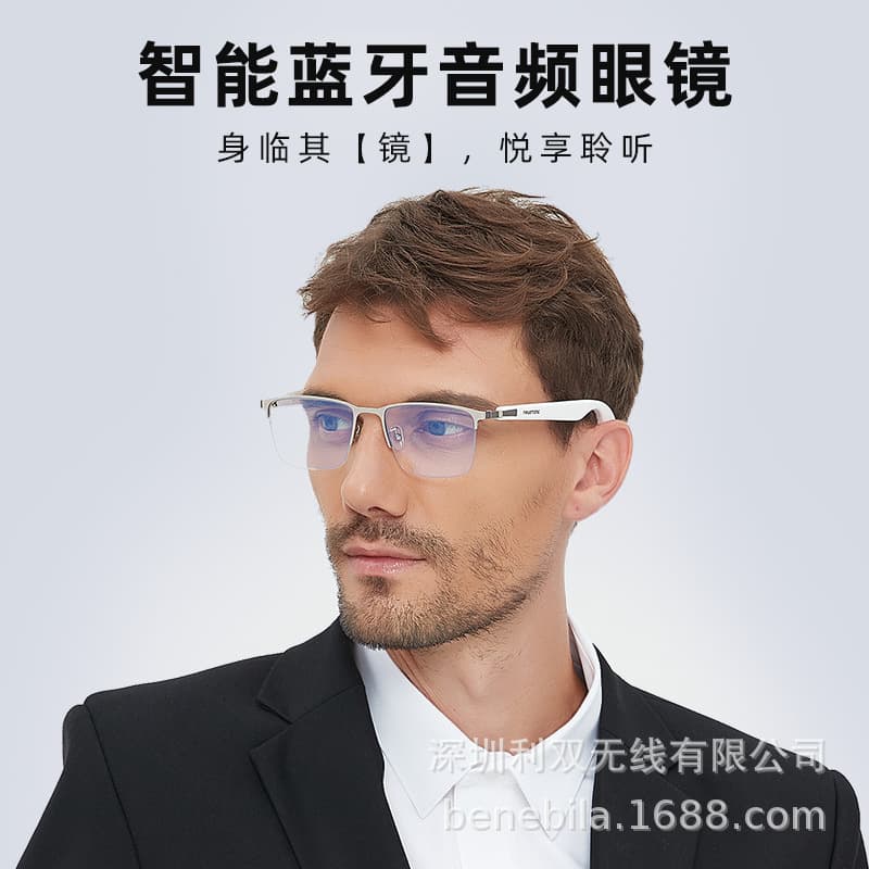 Bluetooth Glasses for Myopia, Music, Navigation, Translation, Semi-rim Business Smart Glasses Touch Hearing G1R