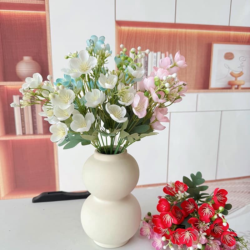 Artificial Jasmine Small Bouquet 5-Branch Faux Flower Potted Plant Decoration, Realistic Fragrance, Factory Direct