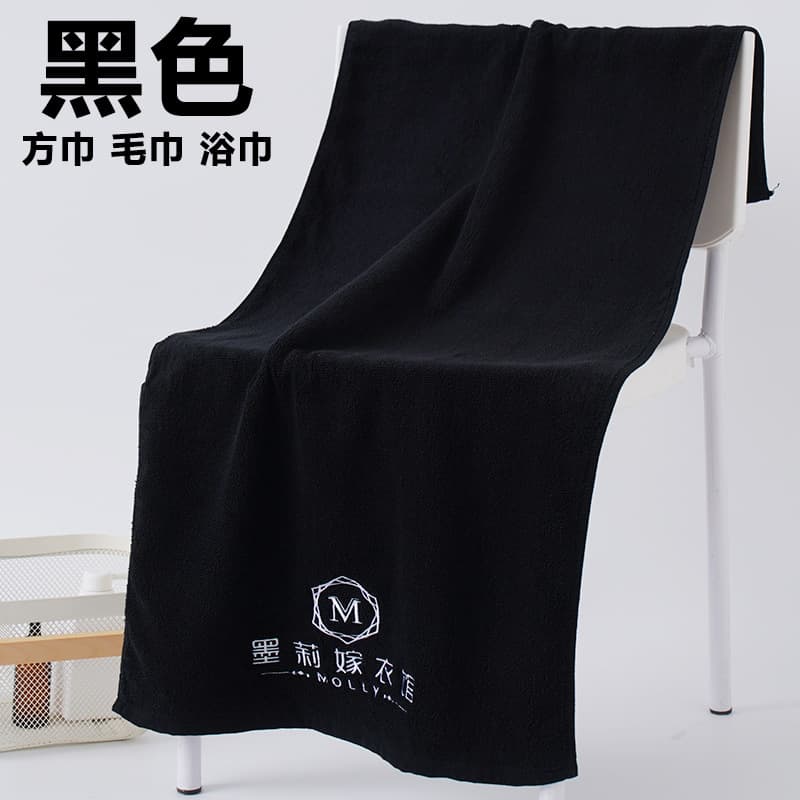 Black sports towel, black outer cover, black export fitness towel, logo printable, pure cotton towel/bath towel