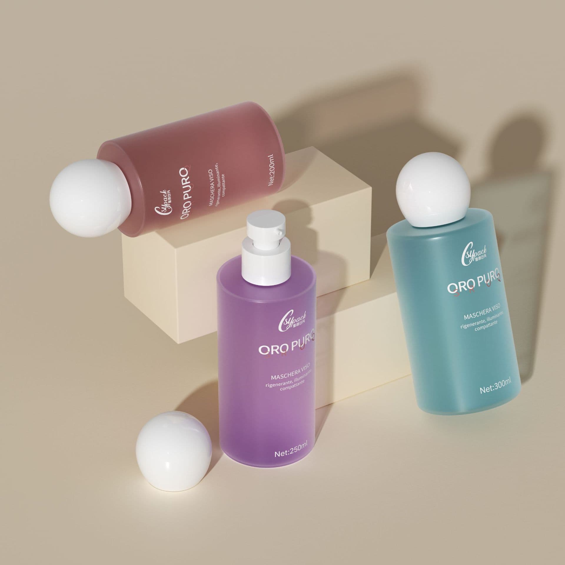 New Lotion Bottle PET Solid Color Bottle 200/250/300ml Lotion Pump Thick Outer Cover Facial Cleanser Plastic Bottle