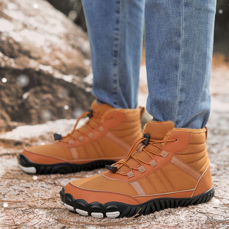 Winter waterproof snow boots for men and women, cold-proof cotton shoes, high-top outdoor fleece-lined sports shoes, barefoot winter shoes