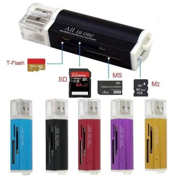 Lighter Card Reader Metal Aluminum Alloy USB 2.0 Multi-Card Reader 4-in-1 Card Reader
