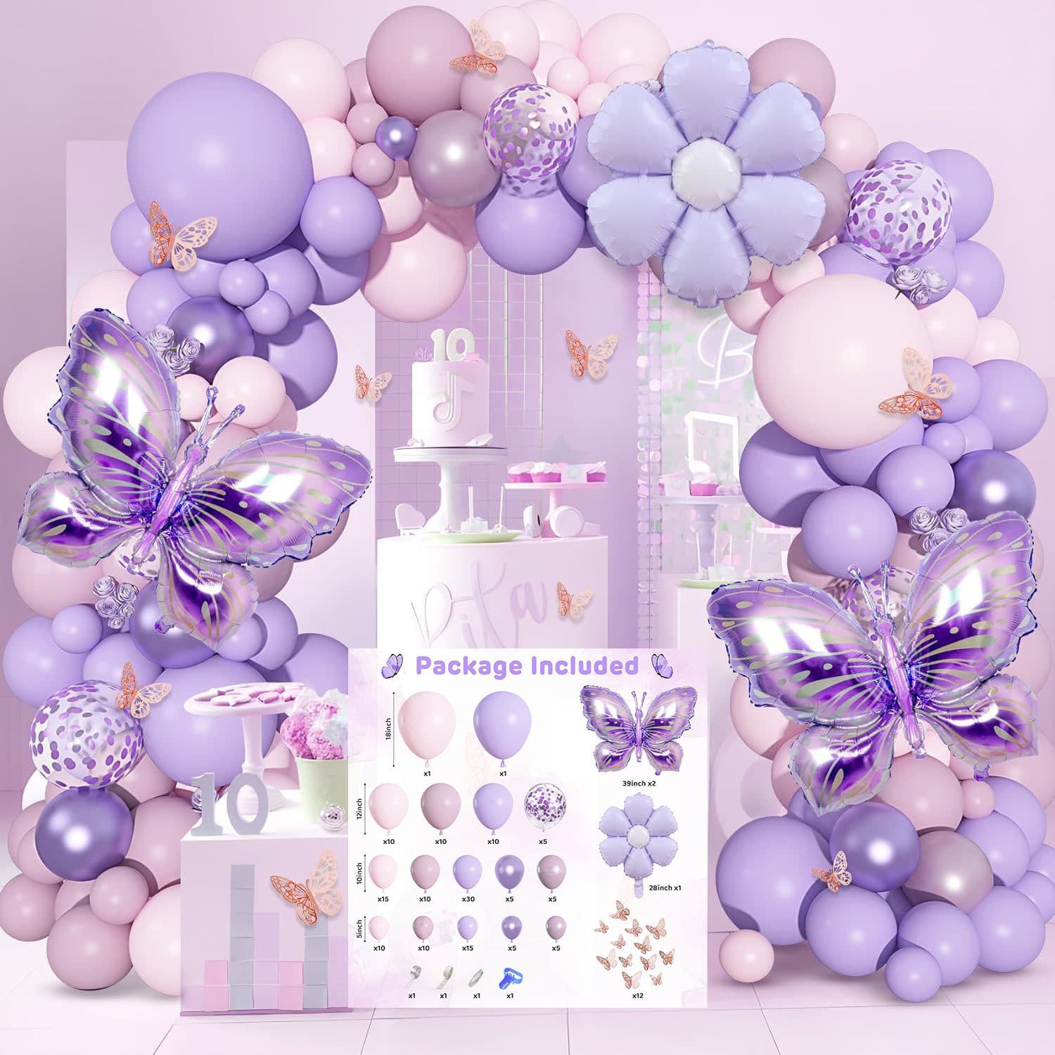 Cross-border Hot Selling Butterfly Theme Balloon Set Purple Dream Birthday Party Balloon Decoration Wedding Scene Setup