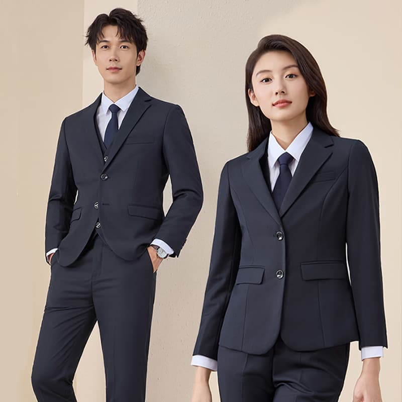 Property Uniform Suit Jacket for Men, Bank Uniform for Men and Women, Navy Black Business Suit Set Workwear