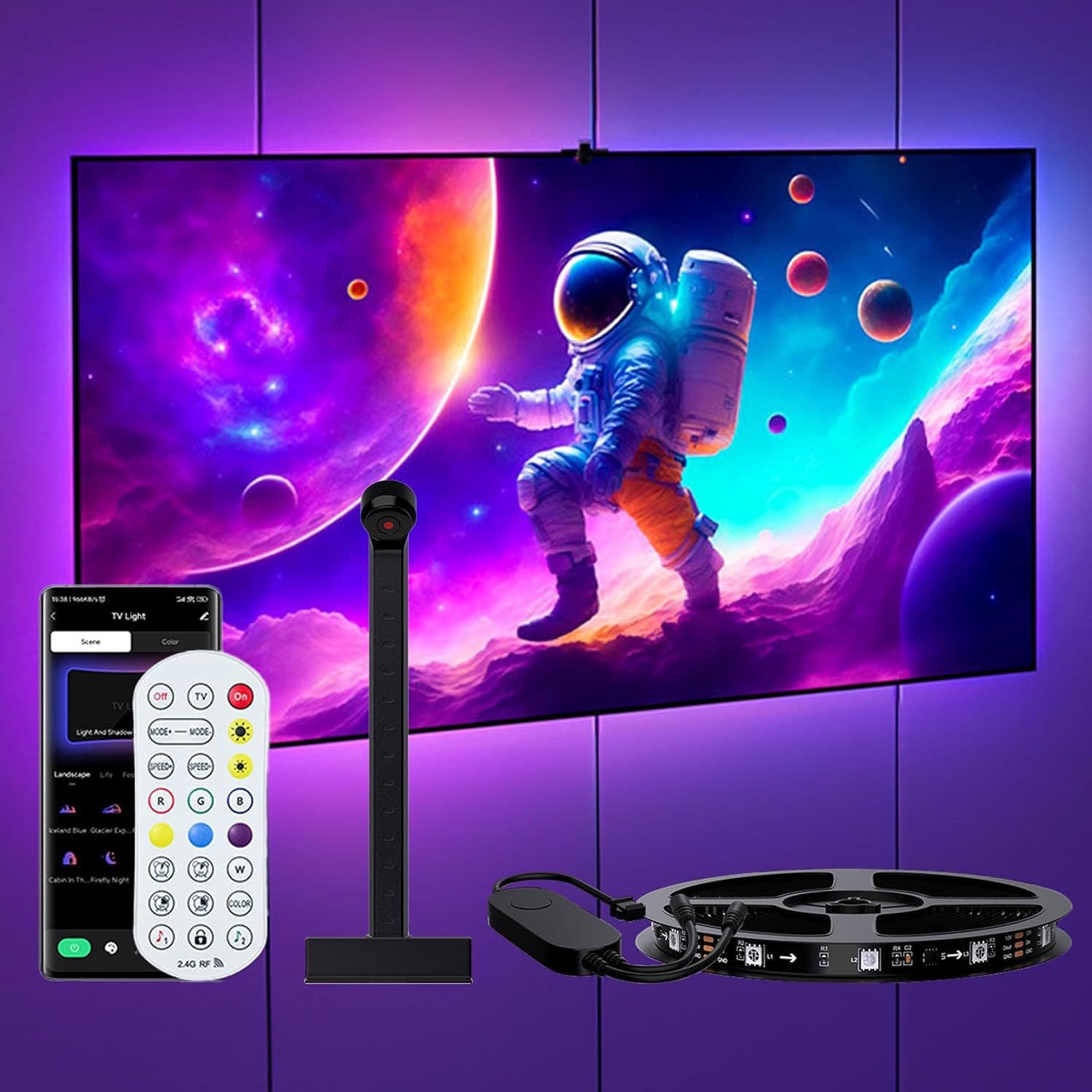 Cross-border LED Strip Light Bluetooth Sync TV Background Ambient Light with Camera Color Capture