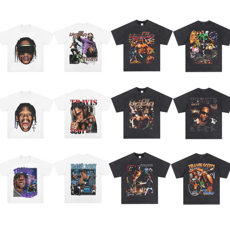 200g Fabric Cotton T Euro Code Travis Scott Euro American Rap