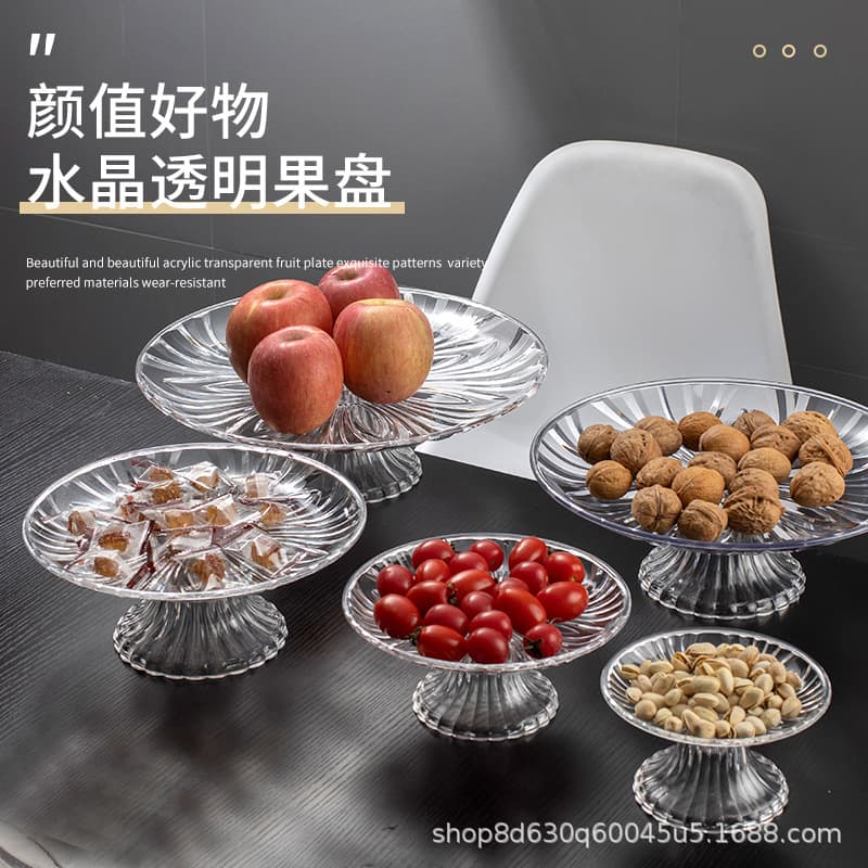 Acrylic Fruit Tray KTV Special Fruit Plate Plastic Dish Bar Snack Plate Candy Transparent Creative Home Use