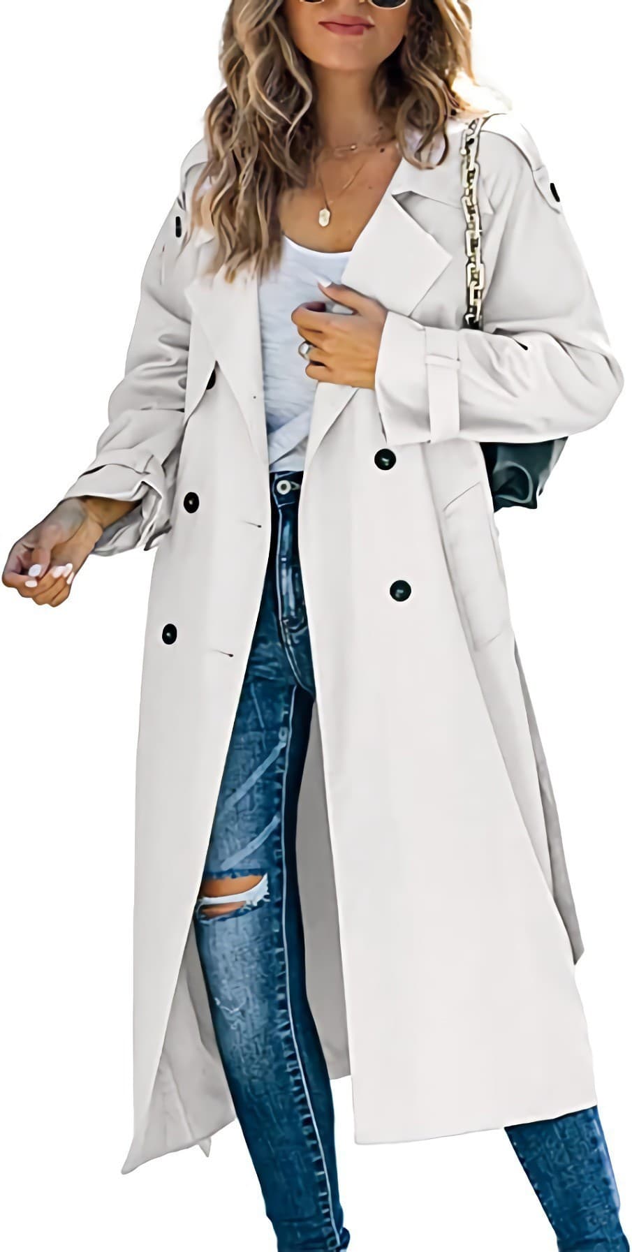 In Stock! Amazon Cross-Border Women's Autumn/Winter Trench Coat for European and American Markets, 2023 Export Women's Overcoat