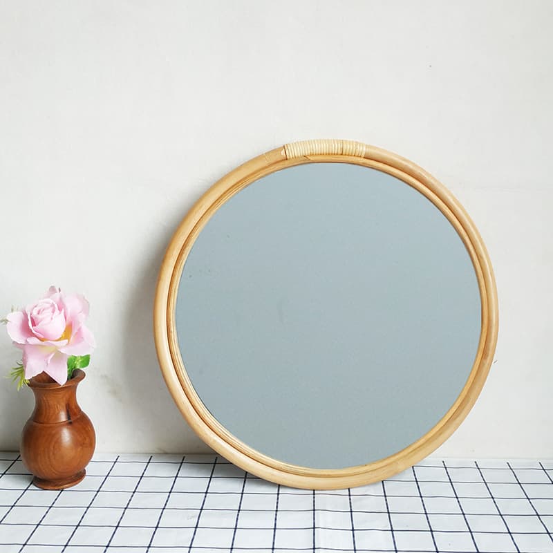 Nordic Woven Rattan Decorative Mirror Wall Hanging for Home Photography