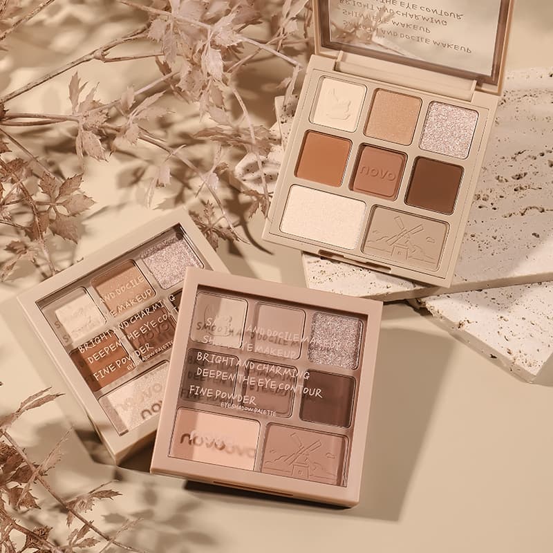 NOVO eight-color eye shadow palette pearlescent fine glitter broken diamond natural matte contour highlighter blush all-in-one makeup palette wholesale