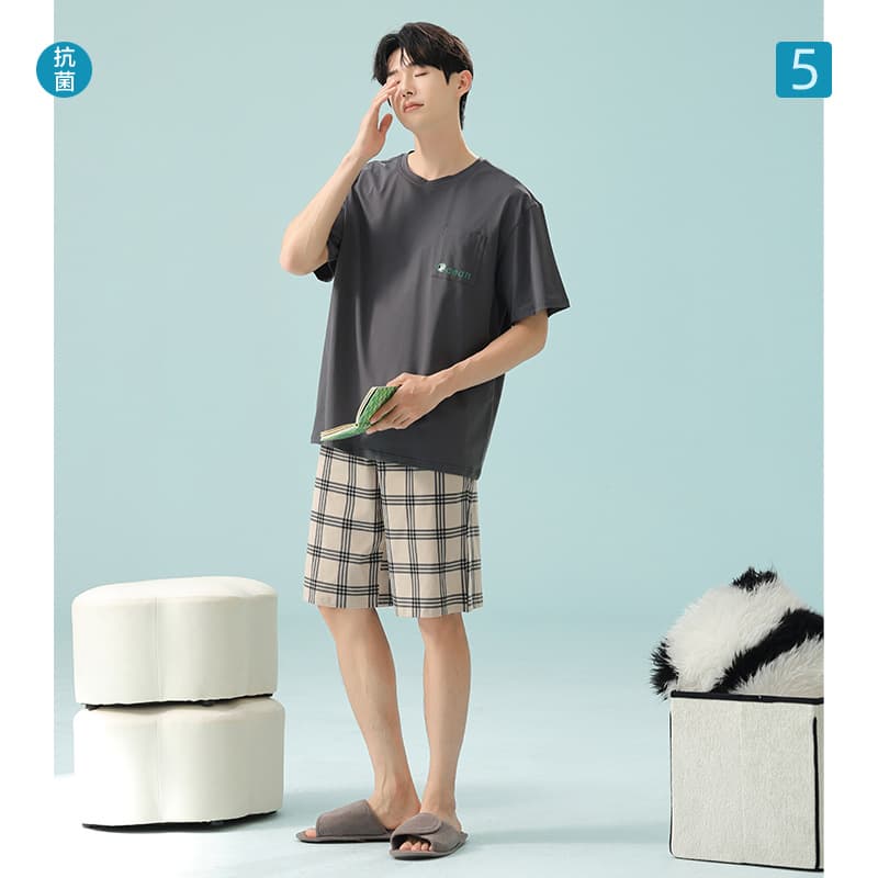 [Antibacterial Xinjiang Cotton] Spring/Summer Men's Pure Cotton Short Sleeve Pajamas, Thin Cotton Casual Homewear