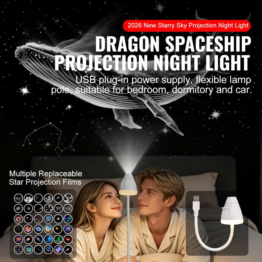 Cross-border starry sky projector lamp, interchangeable film pattern, Milky Way/Gypsophila/Saturn, USB night light