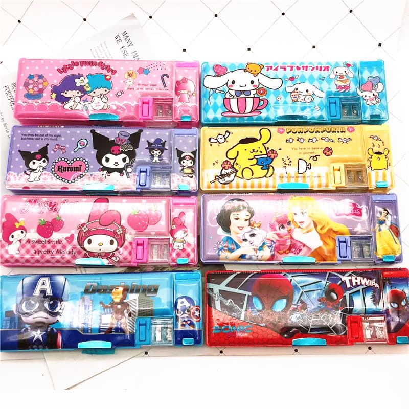 Multifunctional Pencil Case, Cute Double-Sided Stationery Storage Box for Children and Primary School Students
