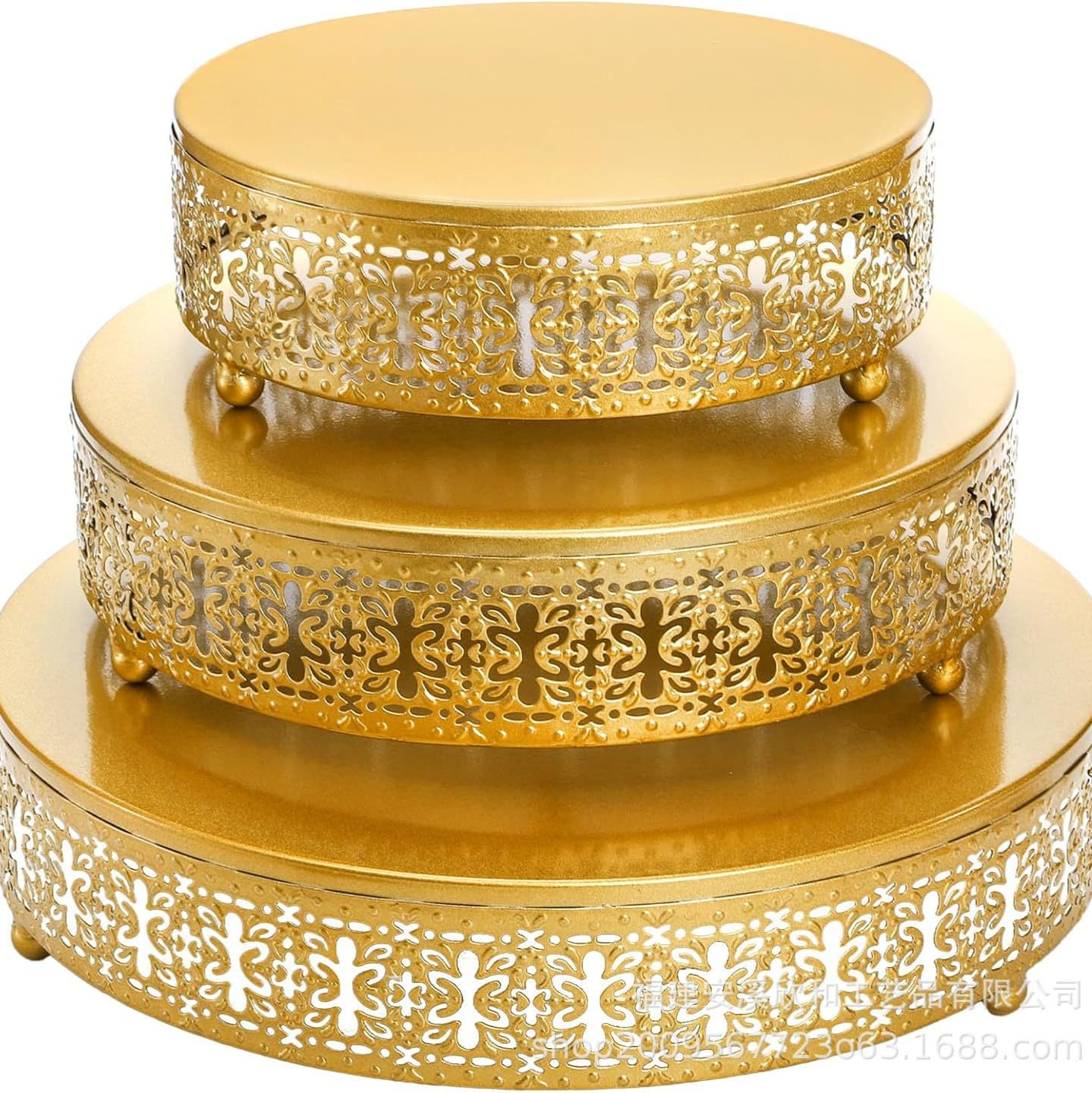 Cross-border European-style Creative Gold Hollow Cake Stand Iron Ball Wedding Prop Dessert Table Decoration Cake Stand