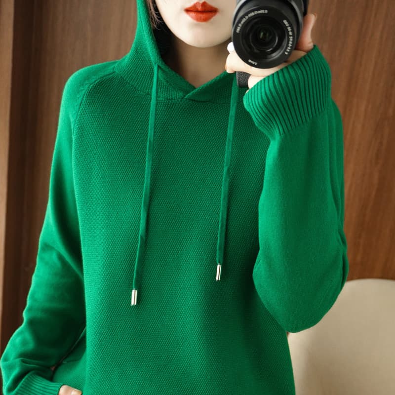 Casual Hoodie for Women Spring Autumn Knit Sweater with Hood, Inner Layer Hoodie 2026 Plus Size New Arrival