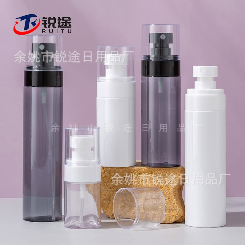 30ml-120ml PETG transparent black straight round bottles, cylindrical bottles, toner spray bottles, cosmetic refillable bottles