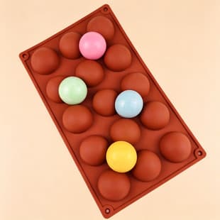 18-Cavity Semi-Circle Chocolate Candy Silicone Mold for Cake Pudding Dessert Soap Ice Bread Squishy Toy