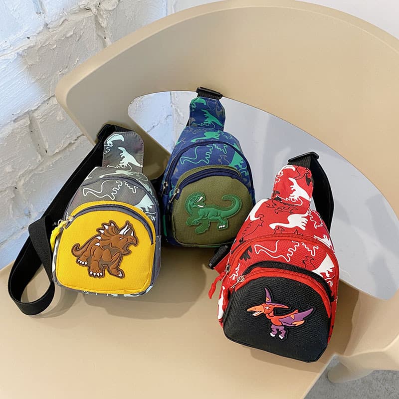 New Dinosaur Crossbody Bag, Trendy Cartoon Bag for Boys and Girls, Baby Coin Purse, Children's Chest Bag