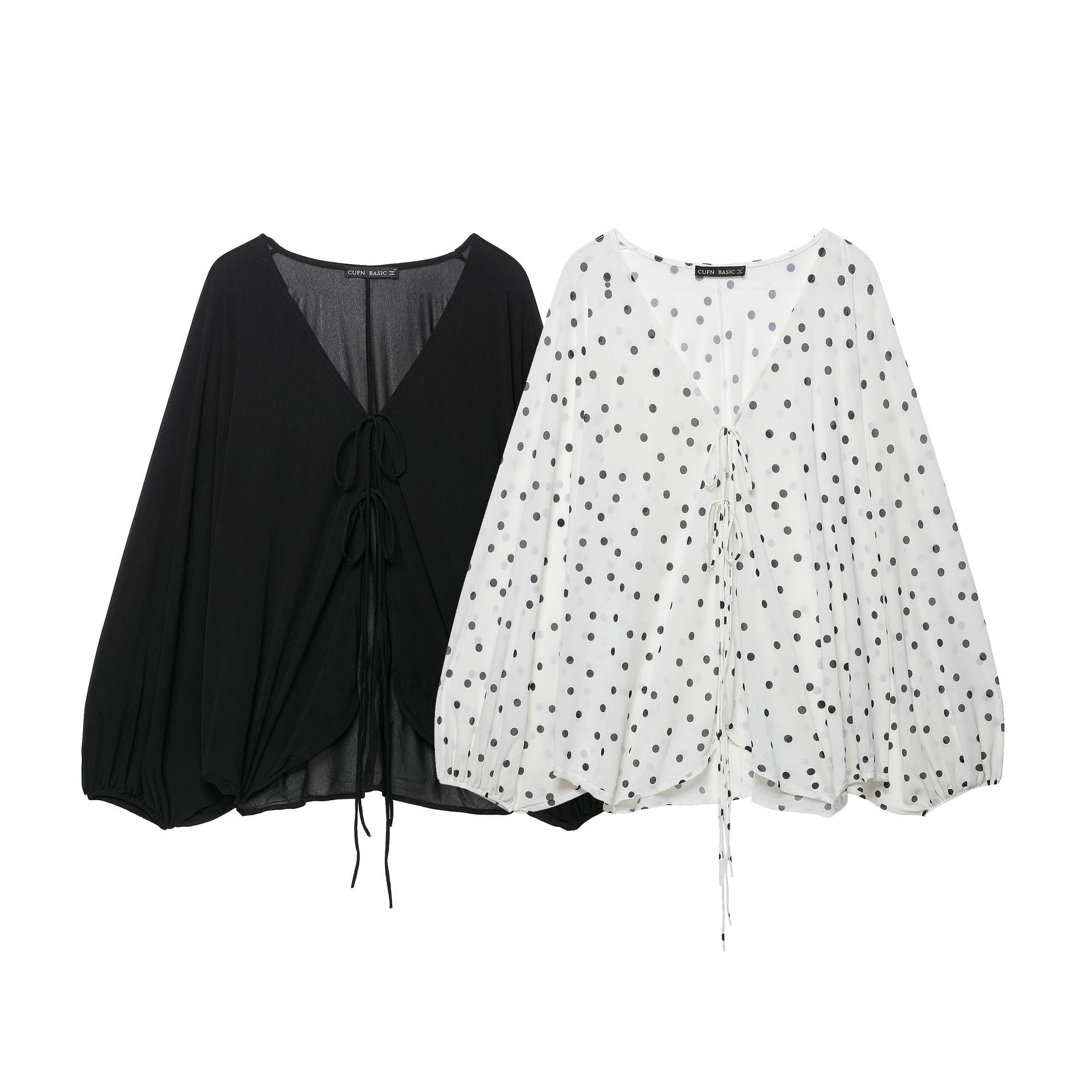Cross-border European and American clothing AliExpress popular fashion puff sleeve crepe top