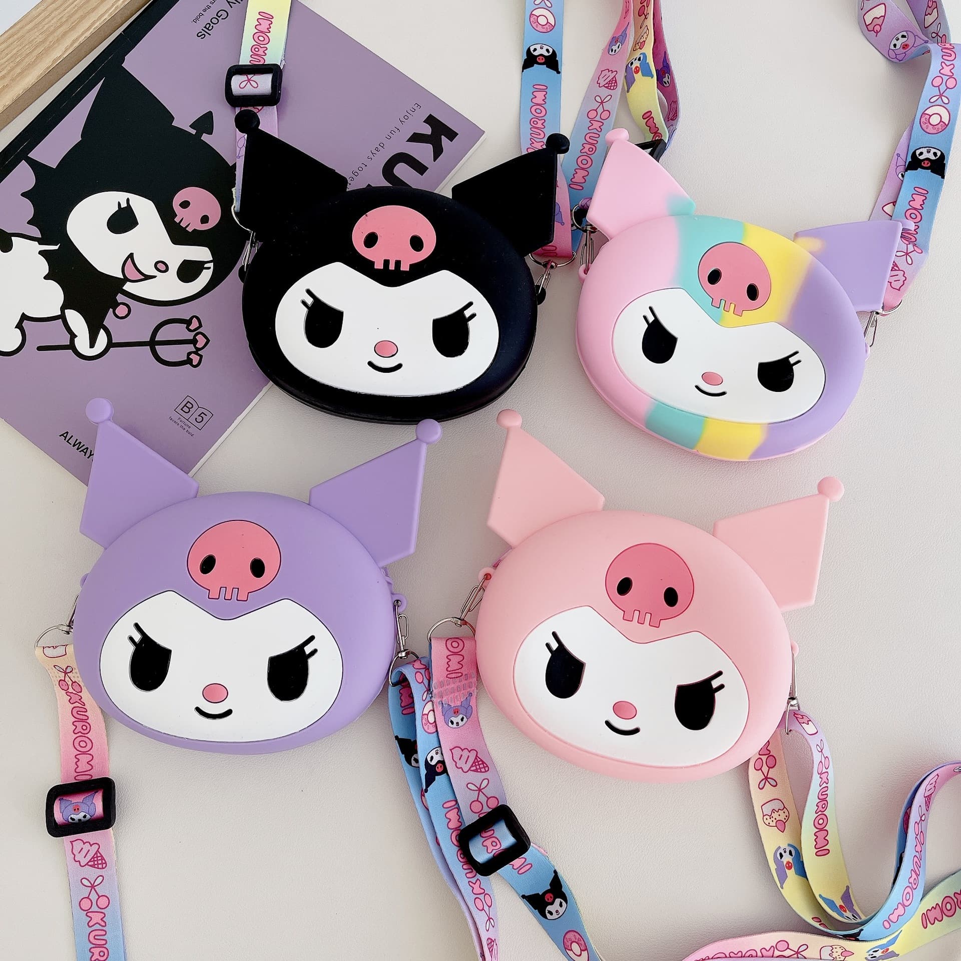 New Style Cartoon Kuromi Head Crossbody Bag Kids Bag Cute Phone Bag Single Shoulder Bag Storage Bag Custom Manufacturer