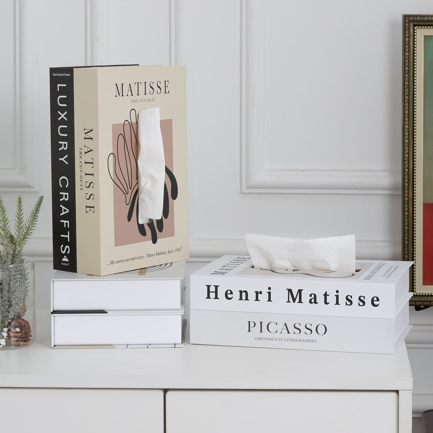 New Decorative Multifunctional Tissue Box Cover Set, Decorative Ornament, Openable Storage Fake Book Tissue Box