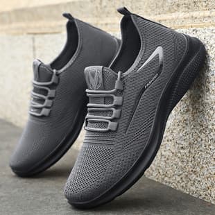 Men's Casual Shoes Cross-border Large Size Temu Knit Shoes Breathable Mesh Shoes Versatile Men's Shoes Soft Sole Comfortable Slip-ons
