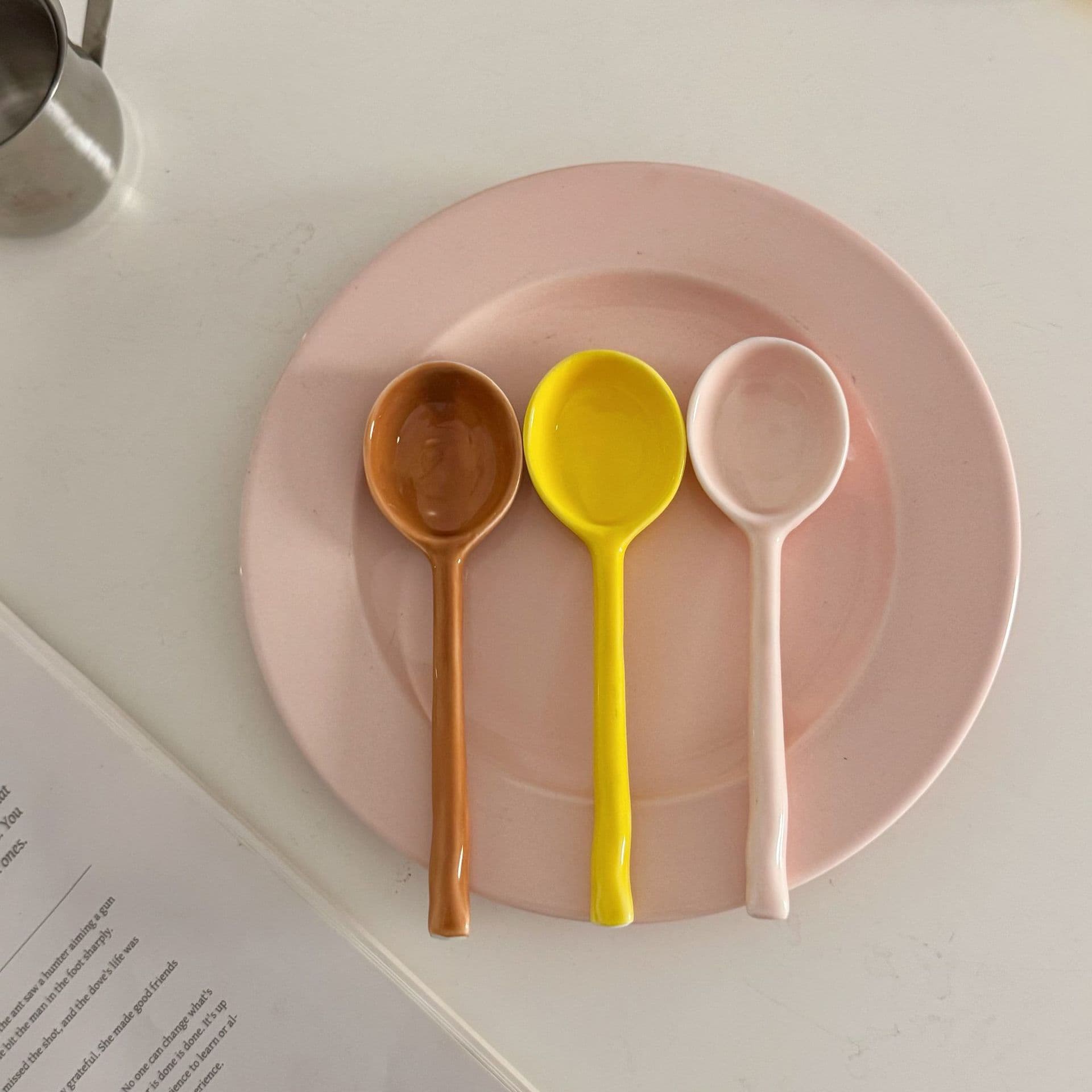 Korean Ins-style Ceramic Spoon, Cute High-Value Soup Spoon, Long Handle Spoon, Rice Spoon, Soup Spoon, Dessert Spoon