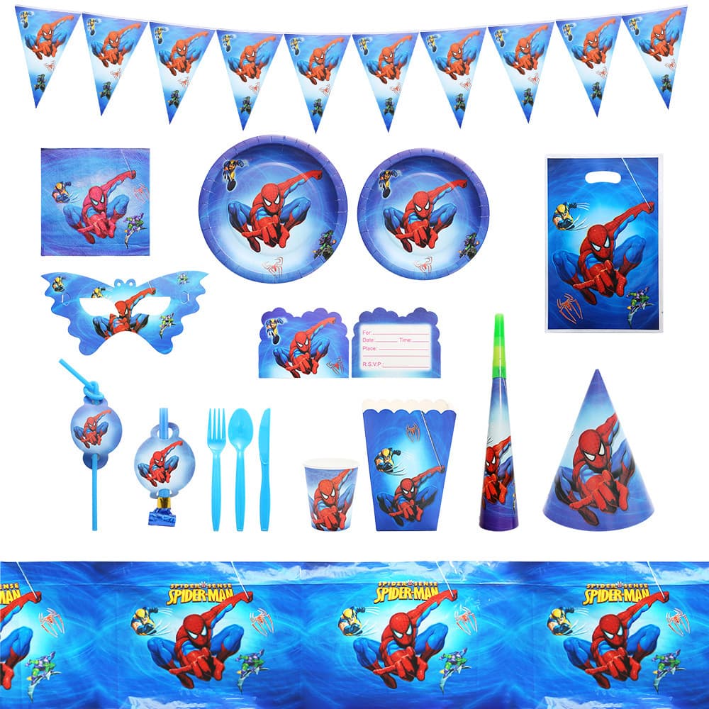 Spider-Man Birthday Party Paper Plates and Cups Spider-Man Party Tableware Set Disposable Party Supplies Factory