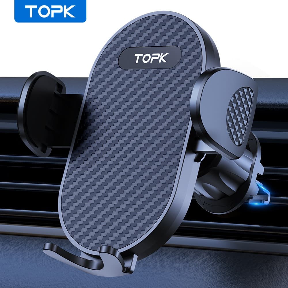 TOPK D47 Car Mount with Hook, Rotating Air Vent Phone Holder, Multi-Functional Navigation Universal Phone Mount
