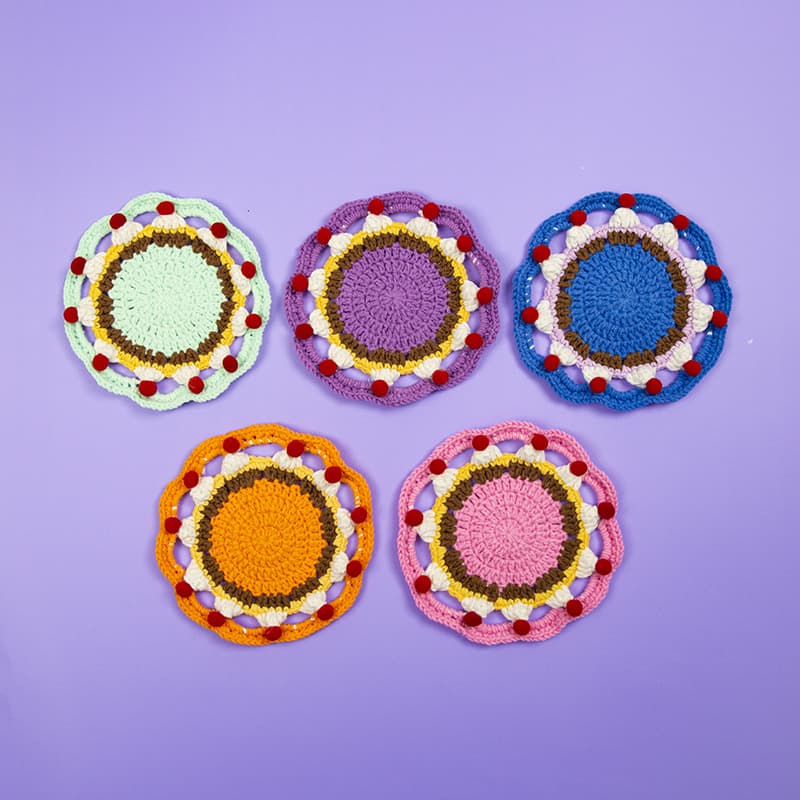 Cross-border New Handwoven Heat Insulation Pad Coaster 2025 Dining Table Heat Insulation Placemat Bouquet Tea Cup Mat Thickened Heat Insulation