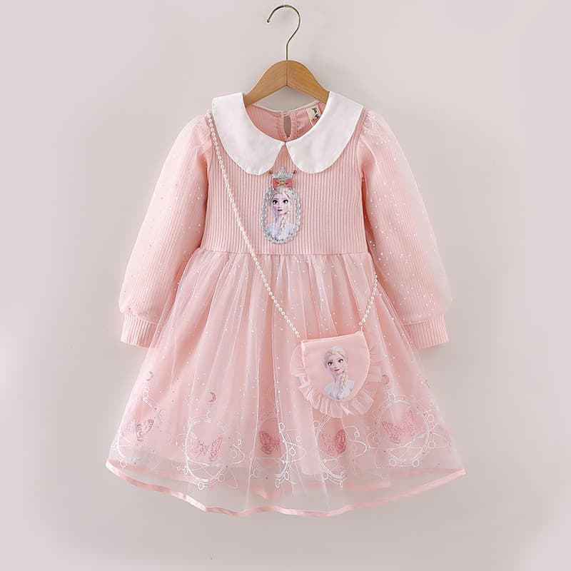 Elsa Princess Dress for Girls 2025 Long Sleeve Korean Style Autumn Children's Birthday Gown