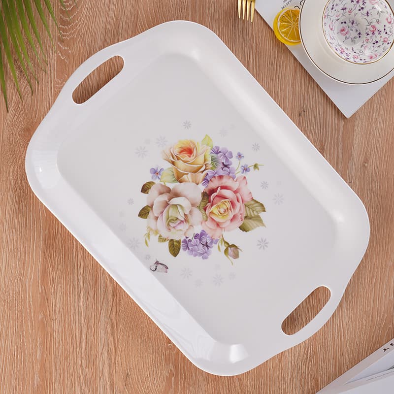 Coffee Tray CJ Double Ear White Wood Grain Low Price Coffee Pot Teapot Tray Fruit Dumpling Plate