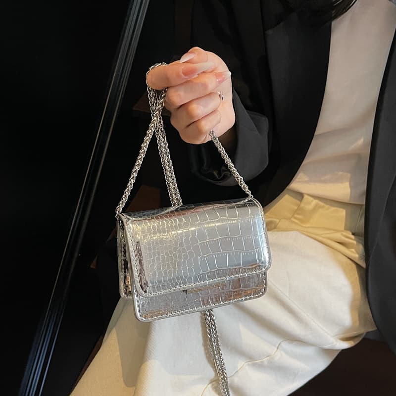 Cross-border Summer Small Bag for Women 2025 New Style Premium Niche Summer Versatile Crossbody Silver Mini Chain Bag