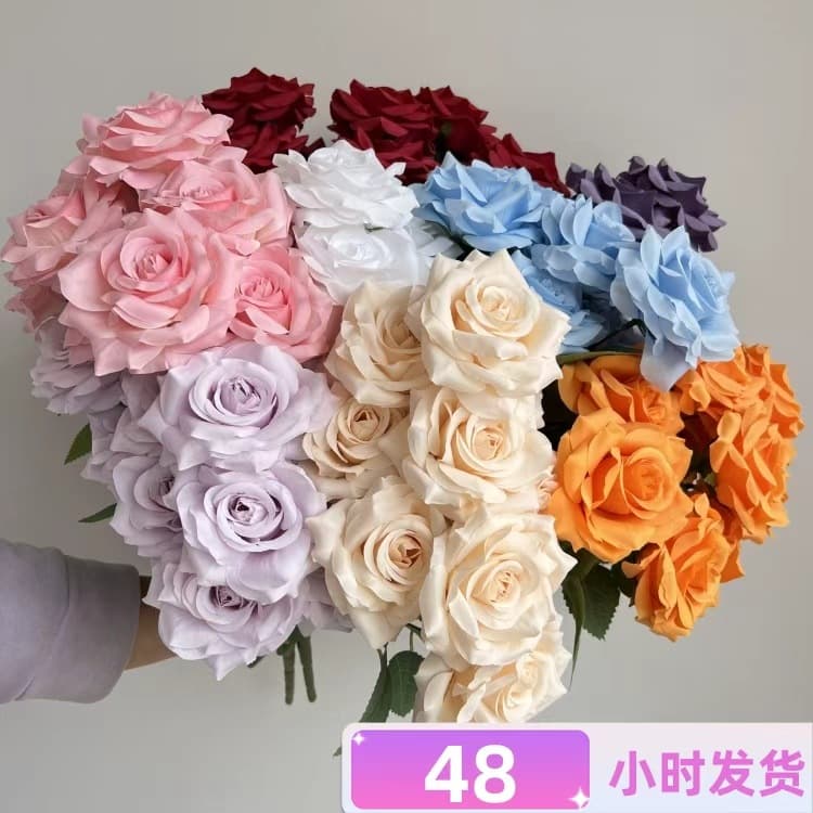 9-headed diamond rose hollow rose bouquet for wedding hall floral arrangement, decoration, and vase design.