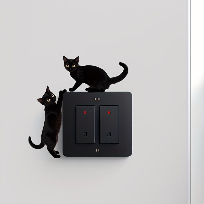 Cute two kittens playing switch sticker, PVC material self-adhesive removable, manufacturer wholesale