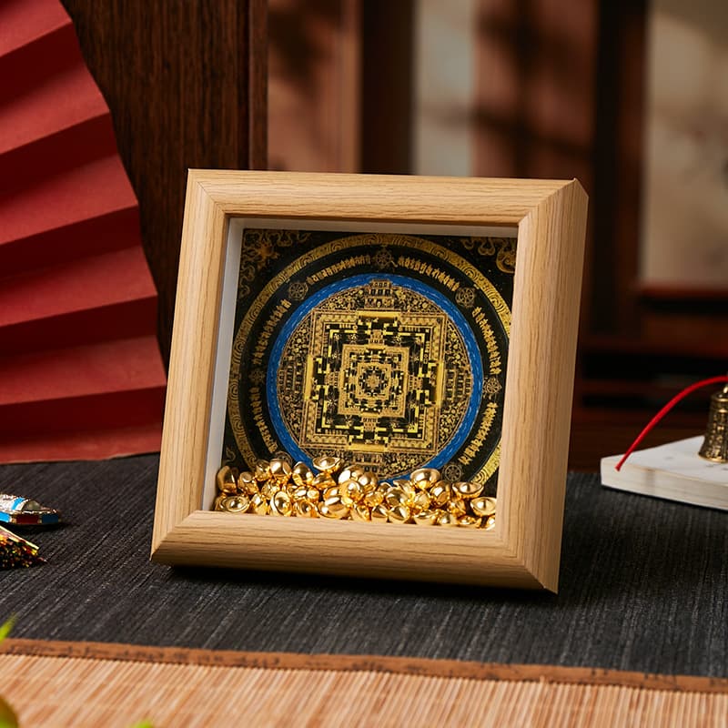 Thangka Kalachakra Mantra Black Gold Mandala Cultural and Creative Thangka Ornament