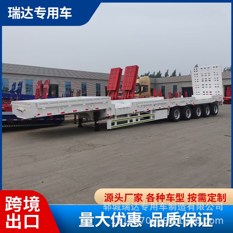 Manufacturer of low-bed semi-trailers with axle for cross-border supply of engineering machinery and heavy equipment transport trailers