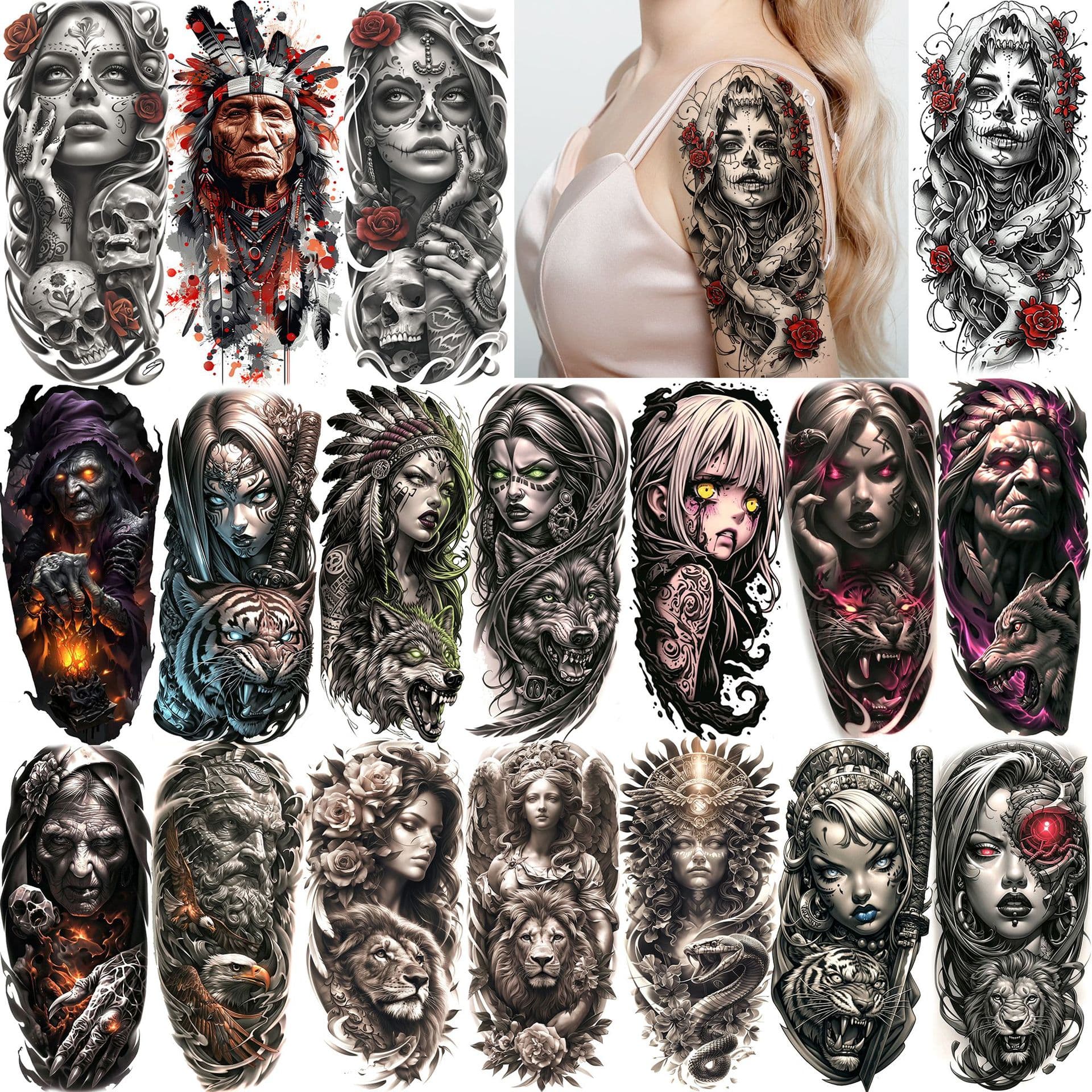 Cross-border Dark Character Niche High-end Tattoo Sticker Arm Leg Tattoo Sticker TEMU TK Tattoo