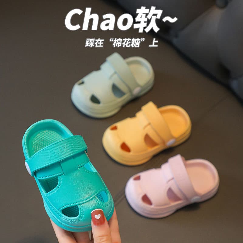 Ultra-Soft Summer Cute Baby Toddler Hole Sandals, Indoor & Outdoor Anti-Slip Durable Slippers for Boys and Girls, Dual-Purpose