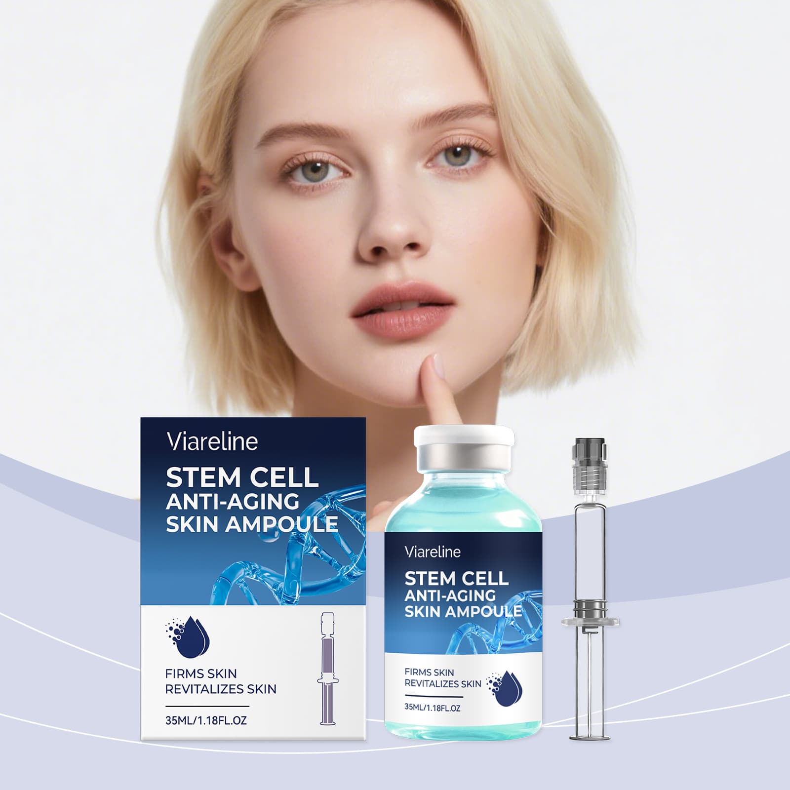 VIARELINE Brightening and Firming Serum Ampoule Smooth and Radiant Facial Skin Hydrating Moisturizing Lock-in Water